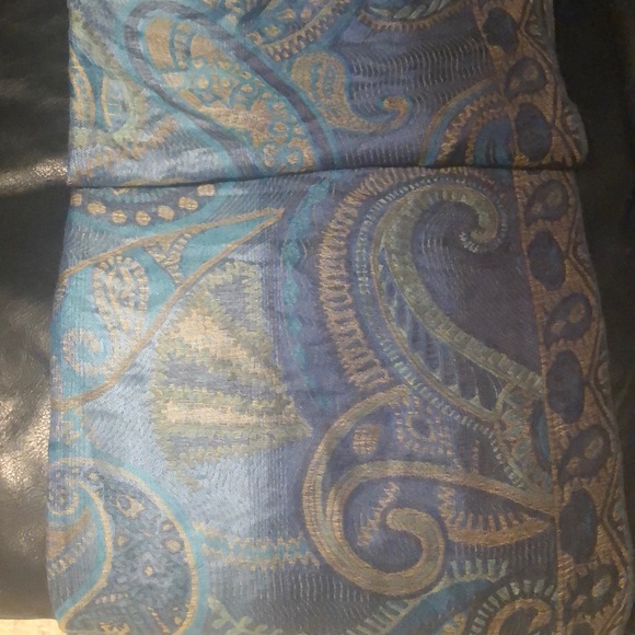 Blue, purple, gold Pashmina - Picture 2 of 4